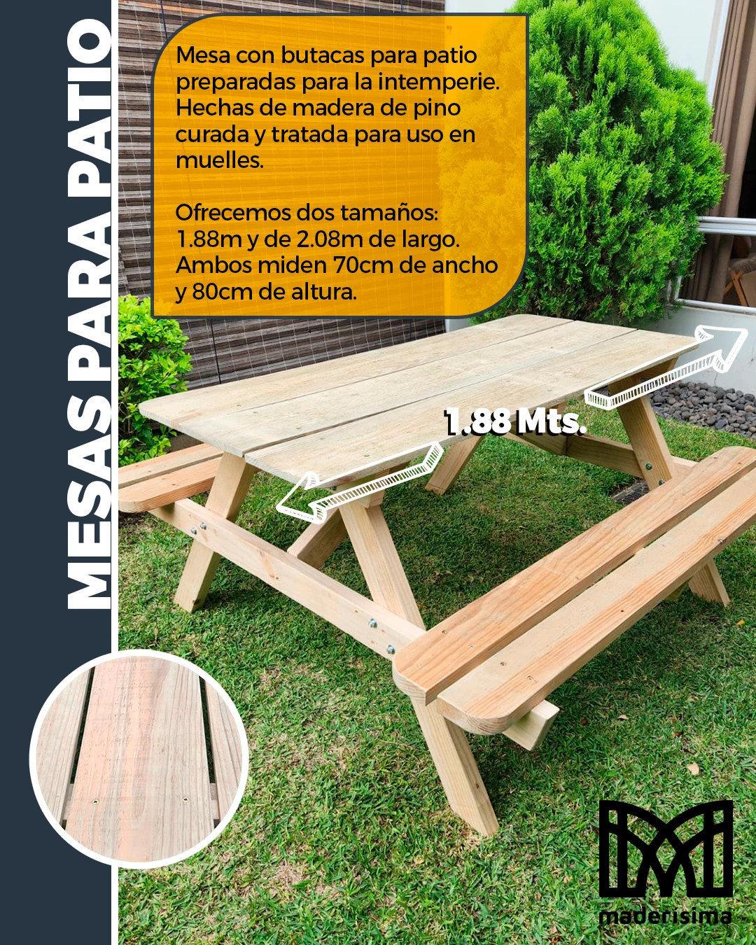 Ficha de producto: mesa para patio para Maderísima